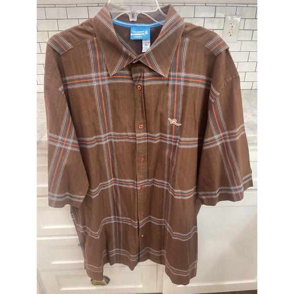 Rocawear Other - Rocawear Shirt Mens XL Brown Plaid Button‎ Front Short Sleeve Casual Streetwear